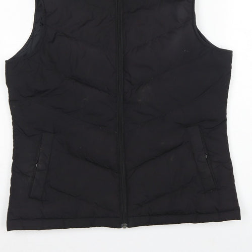 Lands' End Women's Black UK S Down Padded Quilted Zip Bodywarmer Gilet