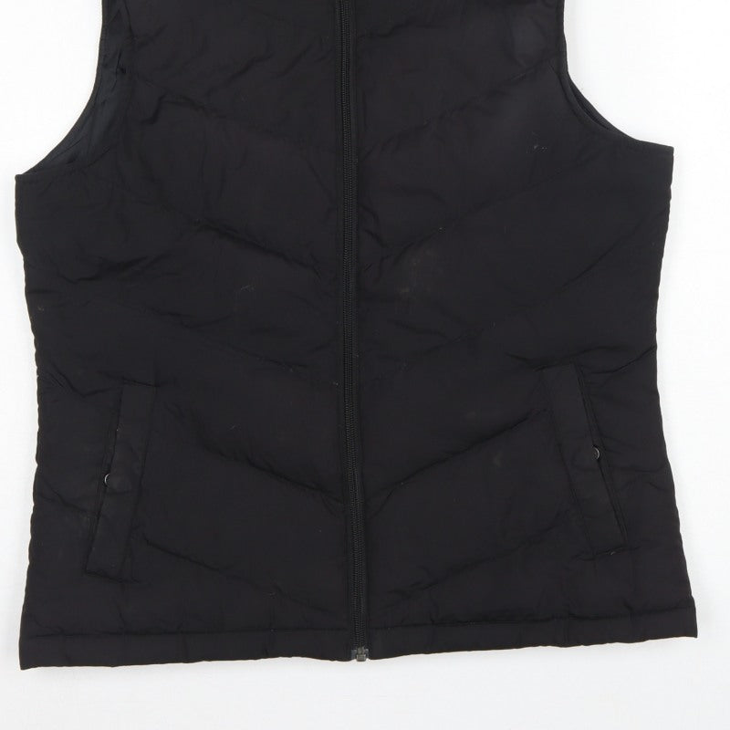 Lands' End Women's Black UK S Down Padded Quilted Zip Bodywarmer Gilet