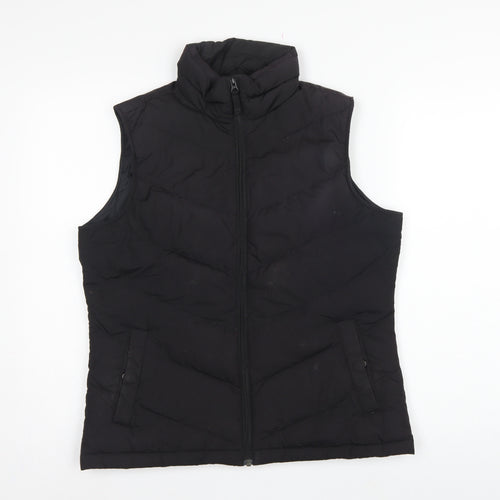 Lands' End Women's Black UK S Down Padded Quilted Zip Bodywarmer Gilet