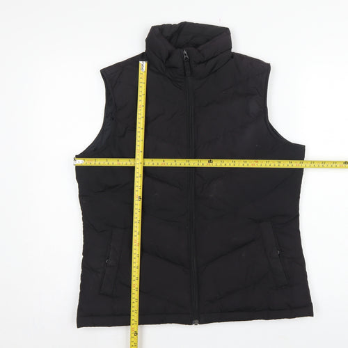 Lands' End Women's Black UK S Down Padded Quilted Zip Bodywarmer Gilet