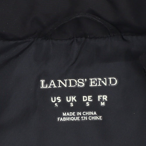 Lands' End Women's Black UK S Down Padded Quilted Zip Bodywarmer Gilet