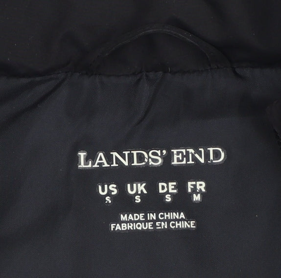 Lands' End Women's Black UK S Down Padded Quilted Zip Bodywarmer Gilet