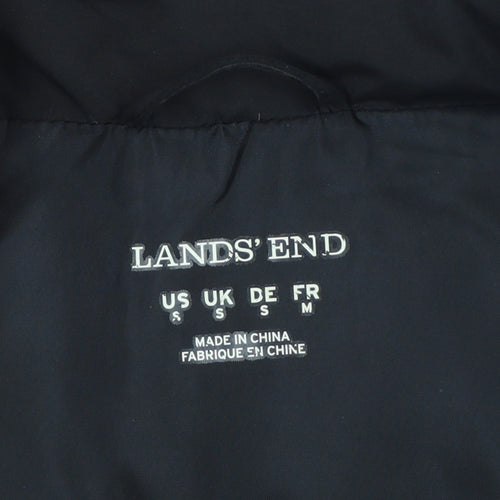 Lands' End Women's Black UK S Down Padded Quilted Zip Bodywarmer Gilet
