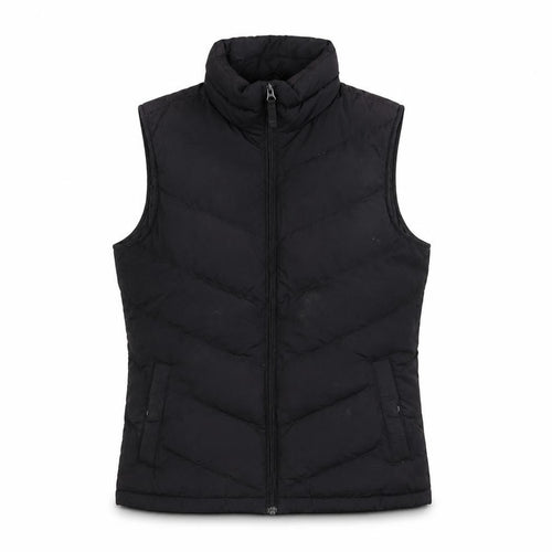 Lands' End Women's Black UK S Down Padded Quilted Zip Bodywarmer Gilet
