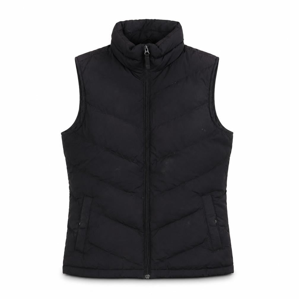 Lands' End Women's Black UK S Down Padded Quilted Zip Bodywarmer Gilet