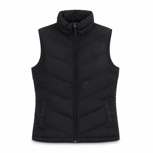 Lands' End Women's Black UK S Down Padded Quilted Zip Bodywarmer Gilet