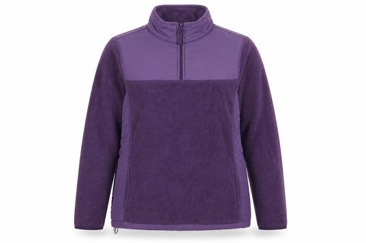 Front view of Papaya Women Purple UK 12 Quarter Zip Fleece Pullover Sweatshirt