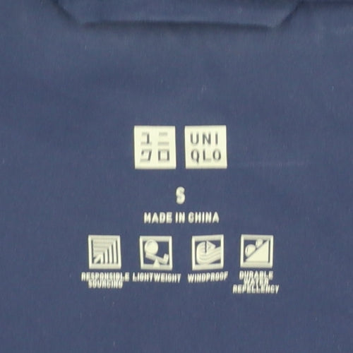 UNIQLO Women Blue S Long Hooded Down Puffer Coat Windproof