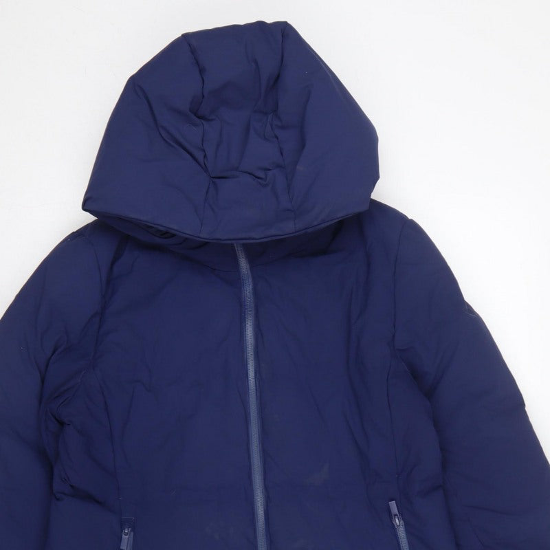 UNIQLO Women Blue S Long Hooded Down Puffer Coat Windproof