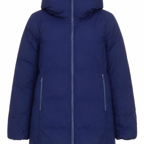 UNIQLO Women Blue S Long Hooded Down Puffer Coat Windproof
