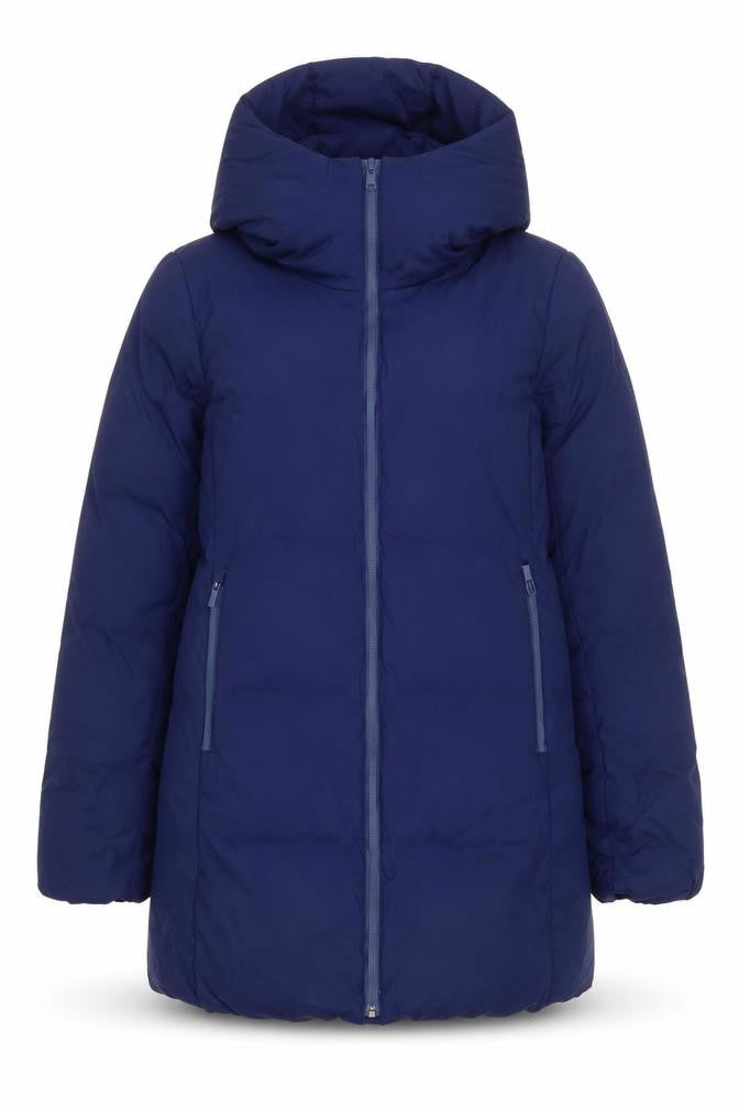 UNIQLO Women Blue S Long Hooded Down Puffer Coat Windproof