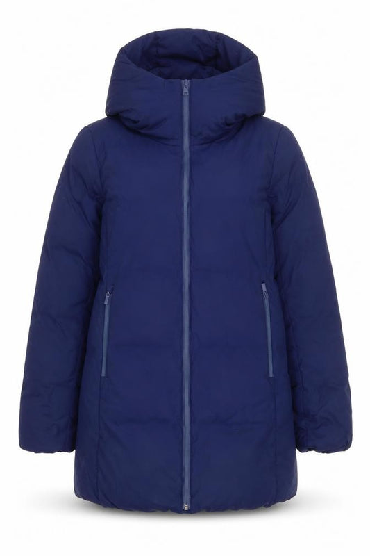 UNIQLO Women Blue S Long Hooded Down Puffer Coat Windproof