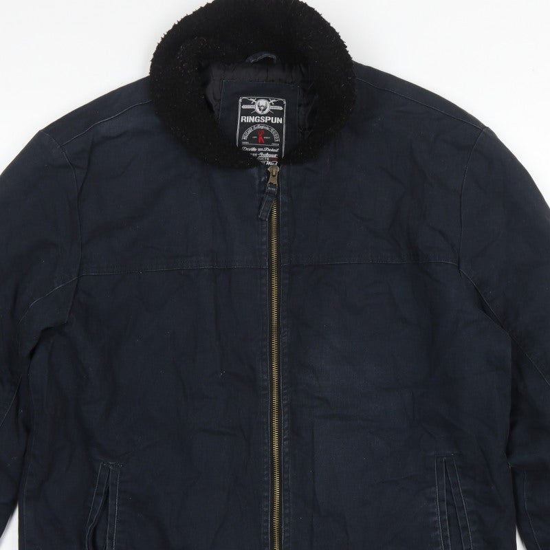 Additional view of Ringspun Men’s Blue XL Hostrup Military Jacket Full Zip Cotton