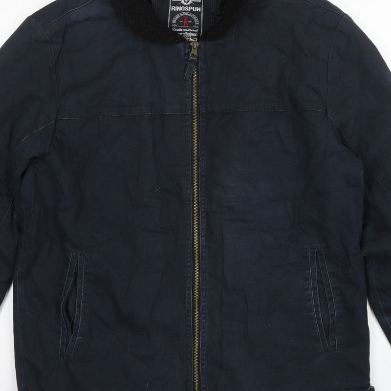 Additional view of Ringspun Men’s Blue XL Hostrup Military Jacket Full Zip Cotton