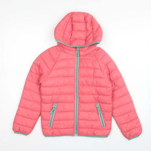 Mini Boden Girls Pink 8-9 Years Hooded Puffer Jacket Quilted
