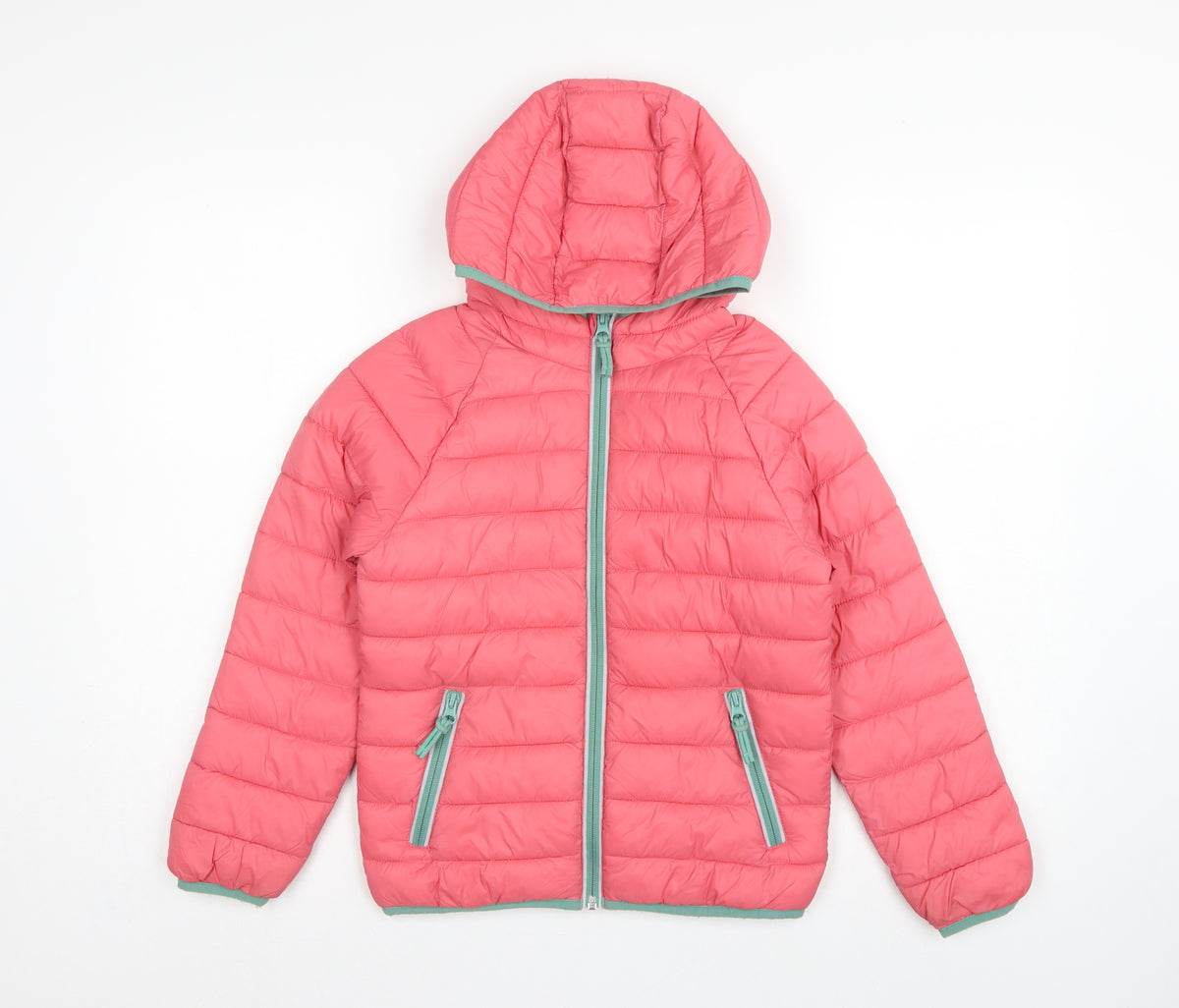 Mini Boden Girls Pink 8-9 Years Hooded Puffer Jacket Quilted