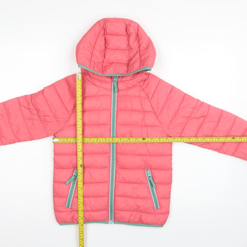 Mini Boden Girls Pink 8-9 Years Hooded Puffer Jacket Quilted