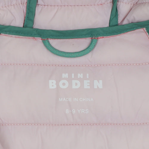 Mini Boden Girls Pink 8-9 Years Hooded Puffer Jacket Quilted