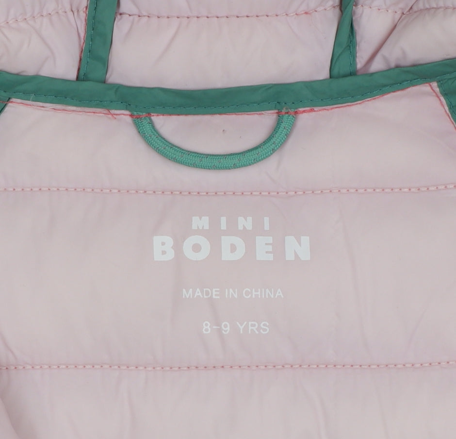 Mini Boden Girls Pink 8-9 Years Hooded Puffer Jacket Quilted