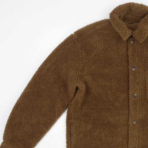 UNIQLO Men’s Brown M Teddy Fleece Button Jacket Pile Casual
