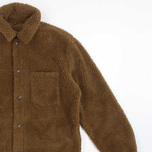 UNIQLO Men’s Brown M Teddy Fleece Button Jacket Pile Casual