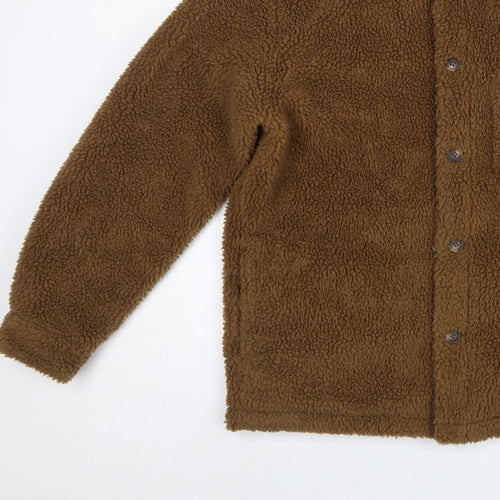 UNIQLO Men’s Brown M Teddy Fleece Button Jacket Pile Casual