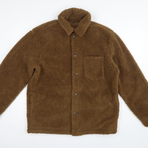 UNIQLO Men’s Brown M Teddy Fleece Button Jacket Pile Casual