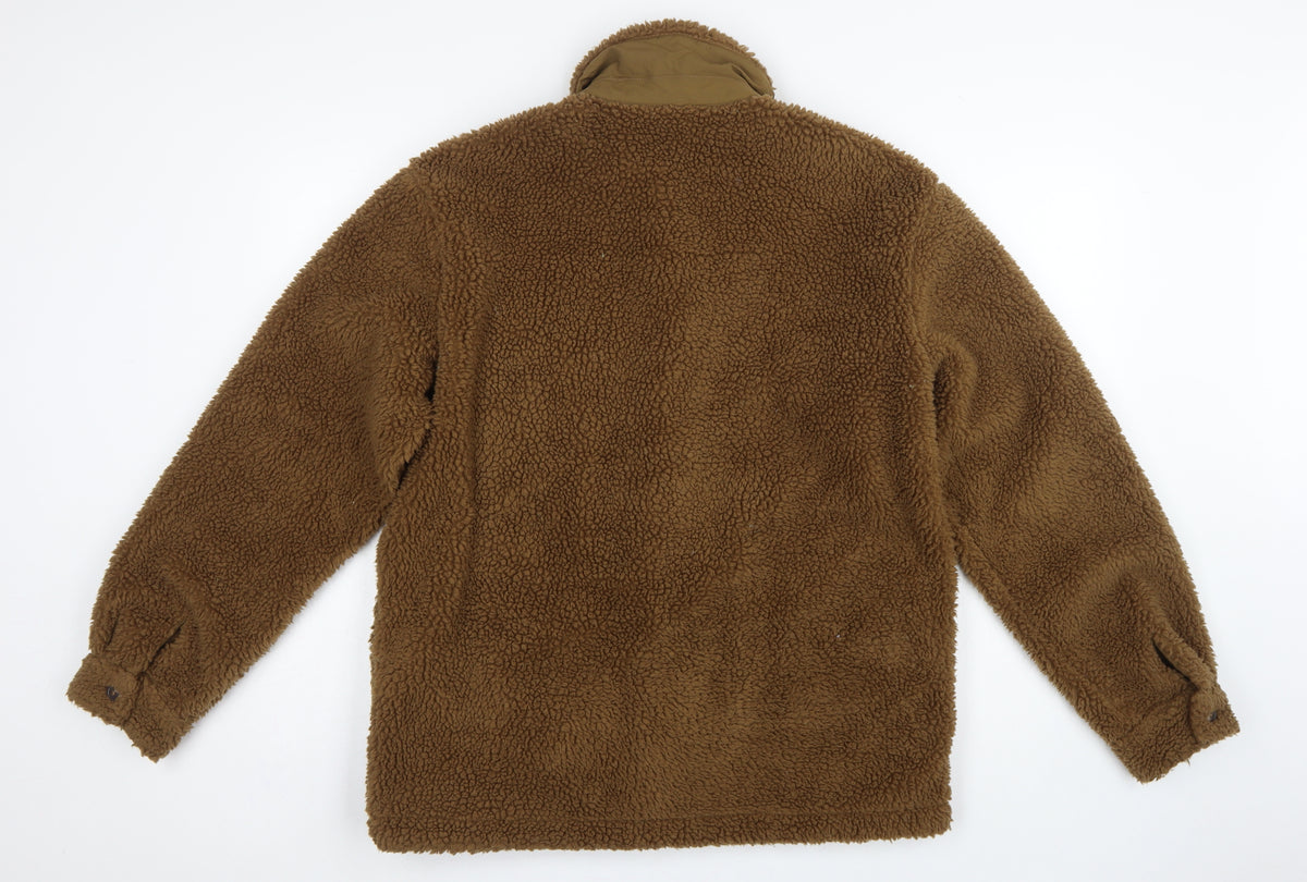UNIQLO Men’s Brown M Teddy Fleece Button Jacket Pile Casual