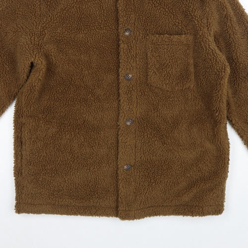 UNIQLO Men’s Brown M Teddy Fleece Button Jacket Pile Casual