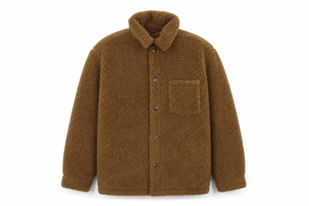 UNIQLO Men’s Brown M Teddy Fleece Button Jacket Pile Casual