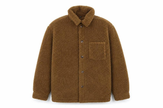 UNIQLO Men’s Brown M Teddy Fleece Button Jacket Pile Casual