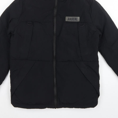 Rascal Boys Black 13 Years Hooded Puffer Jacket Padded Full Zip