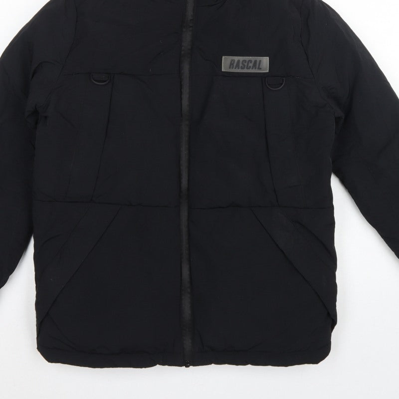 Rascal Boys Black 13 Years Hooded Puffer Jacket Padded Full Zip