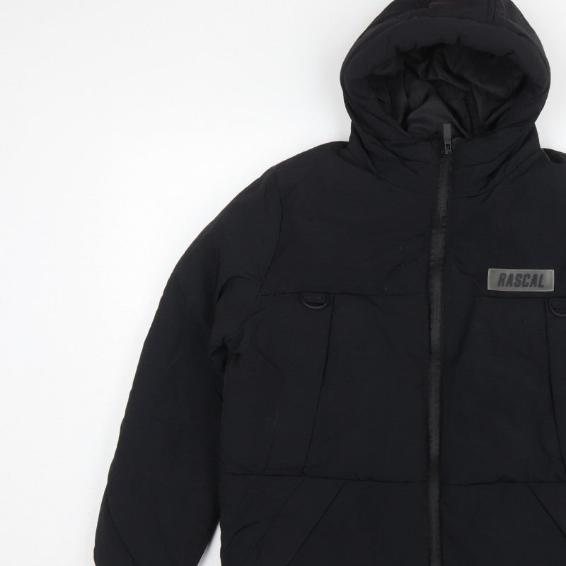 Rascal Boys Black 13 Years Hooded Puffer Jacket Padded Full Zip