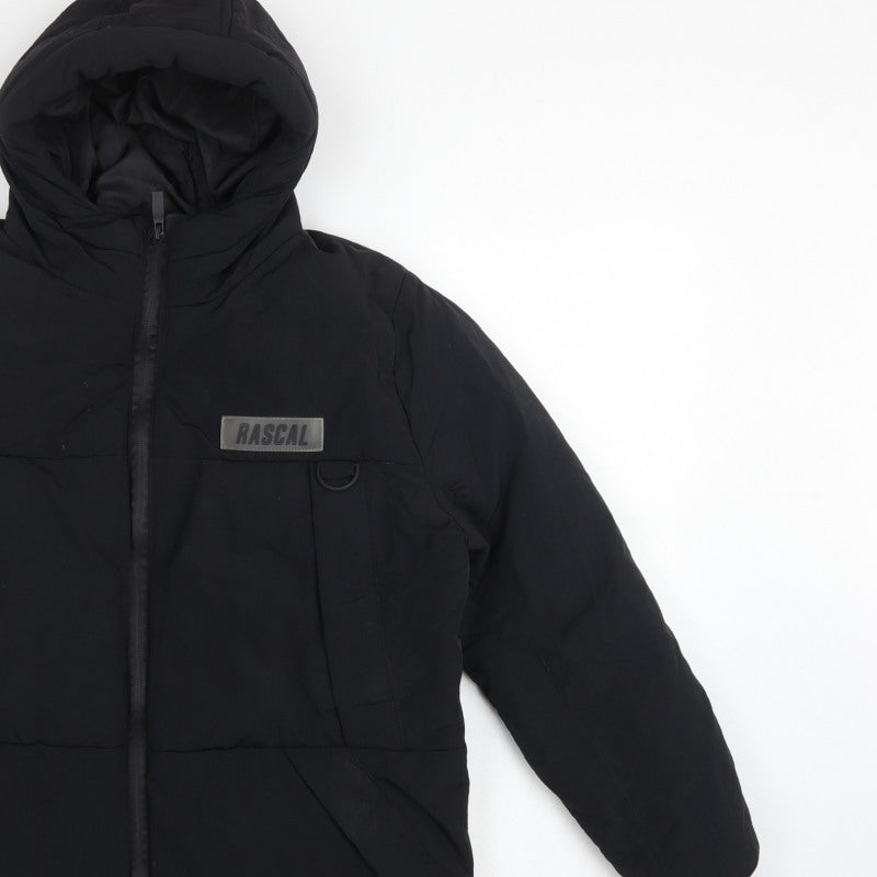 Rascal Boys Black 13 Years Hooded Puffer Jacket Padded Full Zip