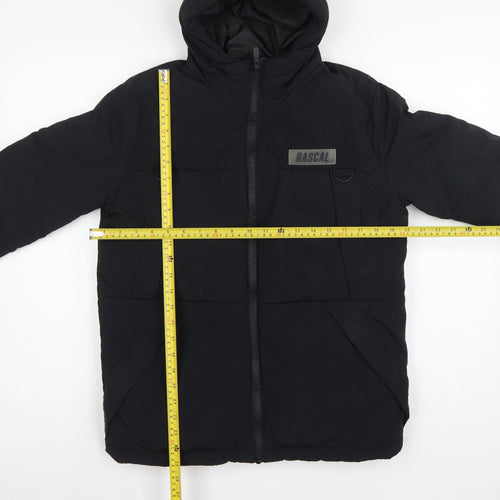 Rascal Boys Black 13 Years Hooded Puffer Jacket Padded Full Zip