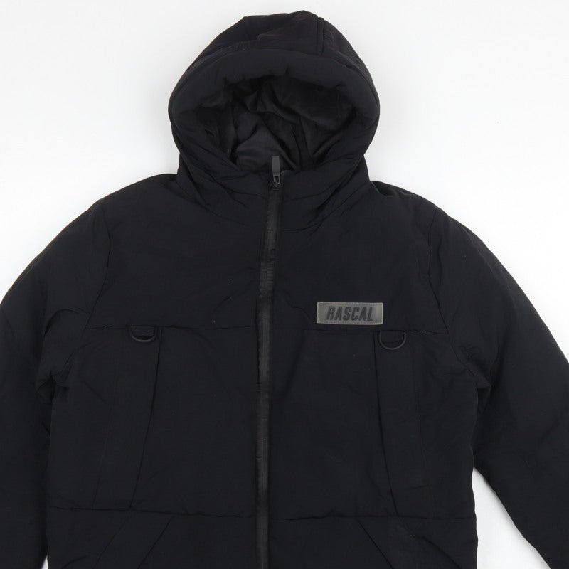 Rascal Boys Black 13 Years Hooded Puffer Jacket Padded Full Zip
