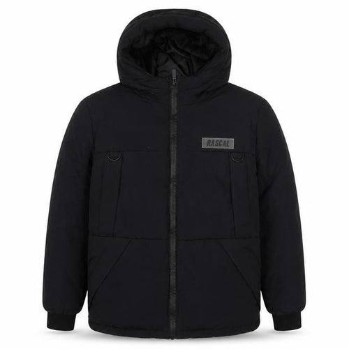 Rascal Boys Black 13 Years Hooded Puffer Jacket Padded Full Zip