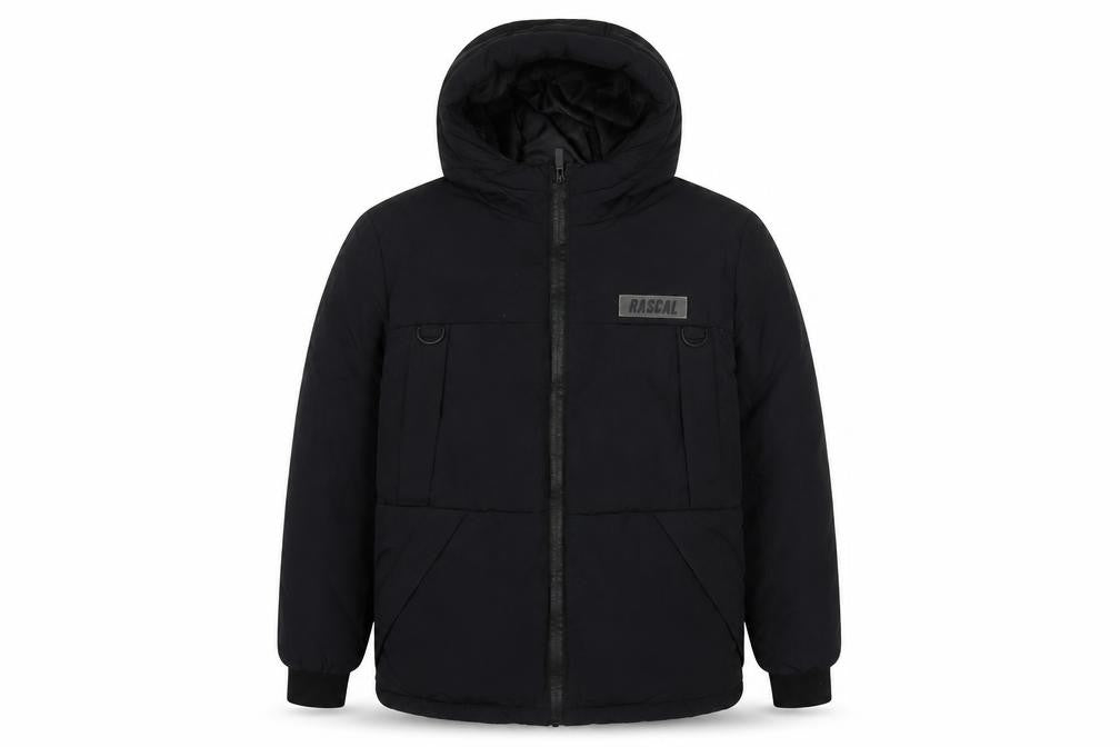 Rascal Boys Black 13 Years Hooded Puffer Jacket Padded Full Zip