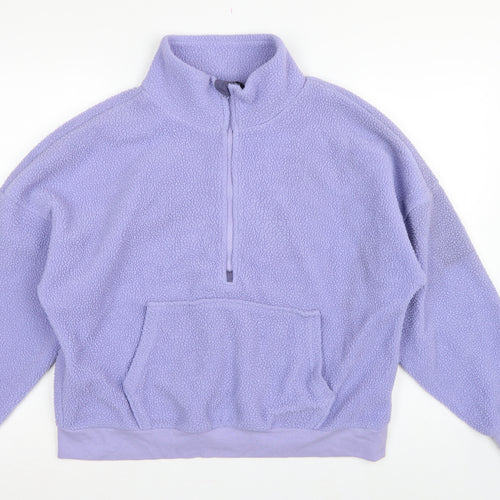 Dunnes Stores Women Purple M Fleece 1/4 Zip Pullover Sweatshirt