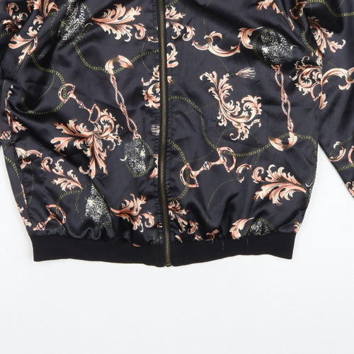 Atmosphere Women’s Black Baroque Chain Satin Bomber Jacket UK 14