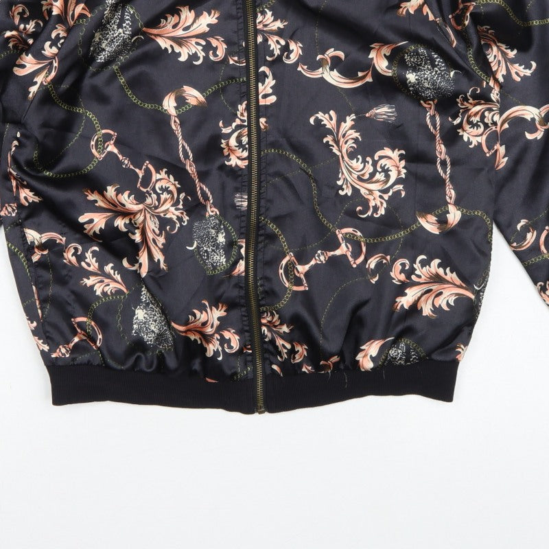 Atmosphere Women’s Black Baroque Chain Satin Bomber Jacket UK 14