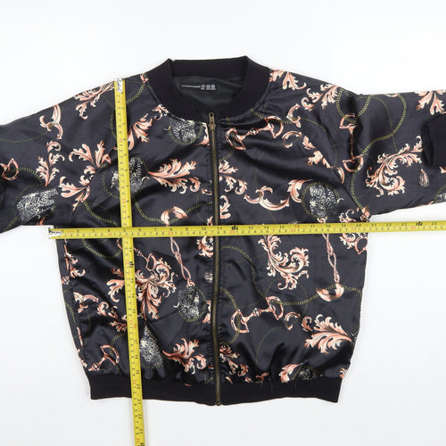 Atmosphere Women’s Black Baroque Chain Satin Bomber Jacket UK 14
