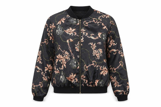 Atmosphere Women’s Black Baroque Chain Satin Bomber Jacket UK 14