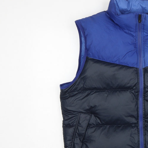 Nike Men's Blue Black L Puffer Down Bodywarmer Gilet Full Zip
