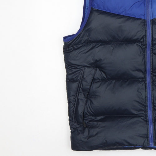 Nike Men's Blue Black L Puffer Down Bodywarmer Gilet Full Zip