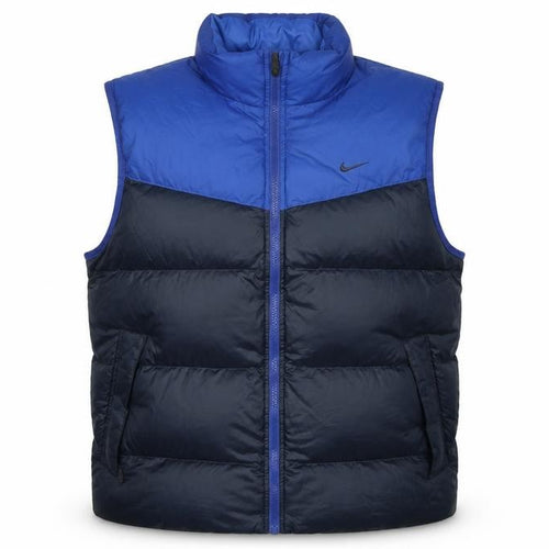 Nike Men's Blue Black L Puffer Down Bodywarmer Gilet Full Zip