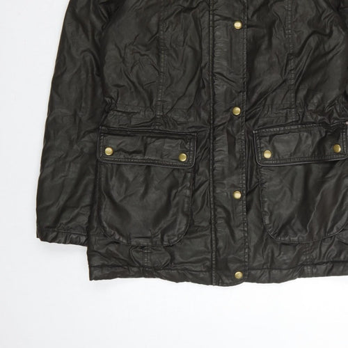 Marks and Spencer Women's Black UK 8 Parka Coat Faux Fur Trim Hooded