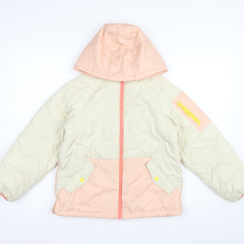 Next Girls Pink Ivory 10 Years Quilted Hooded Puffer Jacket