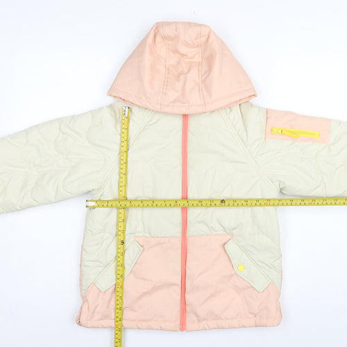 Next Girls Pink Ivory 10 Years Quilted Hooded Puffer Jacket